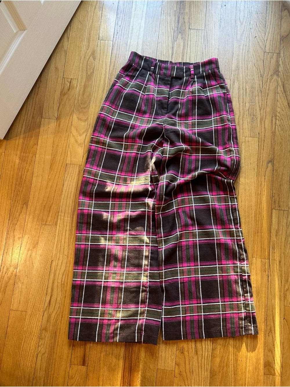 Dressed in LALA Plaid Wide-Leg Trousers